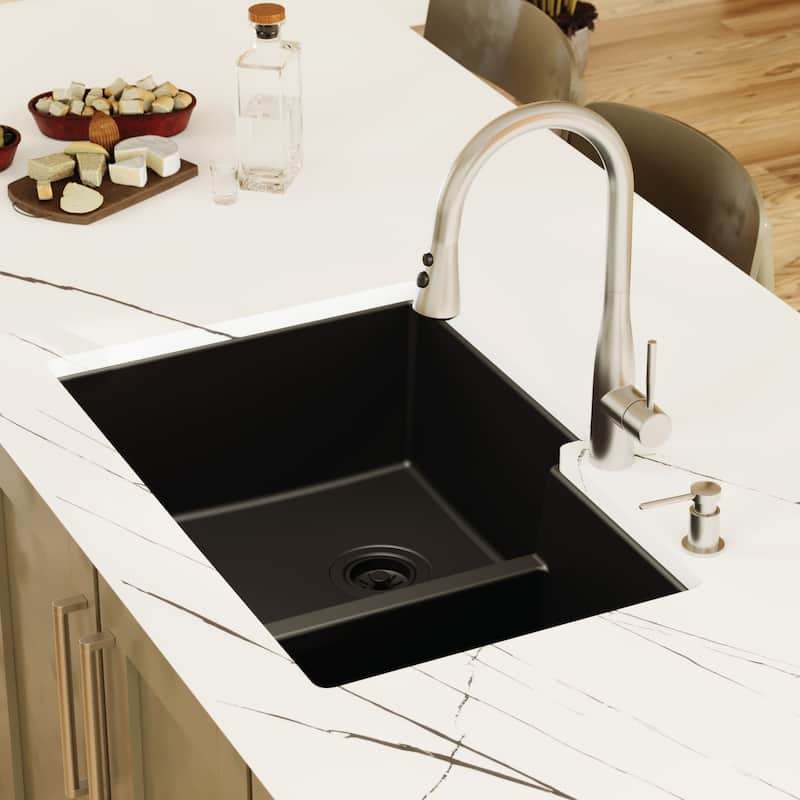Karran Undermount Large/Small Bowl Quartz Kitchen Sink - 32" x 21.25" x 9" - 32" x 21.25" x 9"