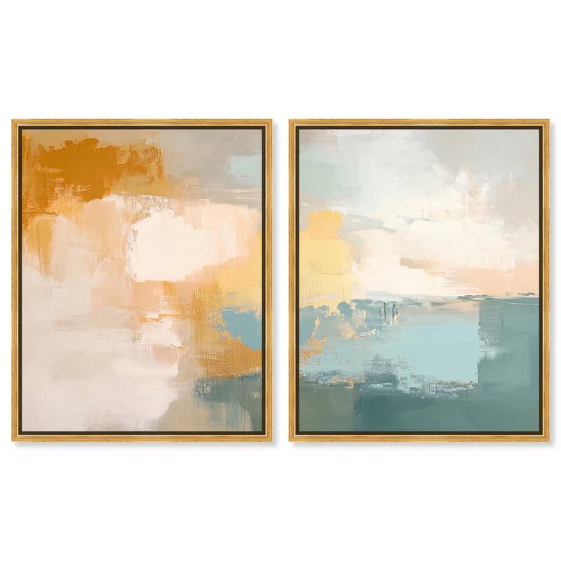 Muted Melody I Canvas Set of 2 by Art Remedy - 24" x 30" - Gold