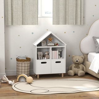 House Design 3 Tier Kids Bookcase with Two Drawers and Toy Storage