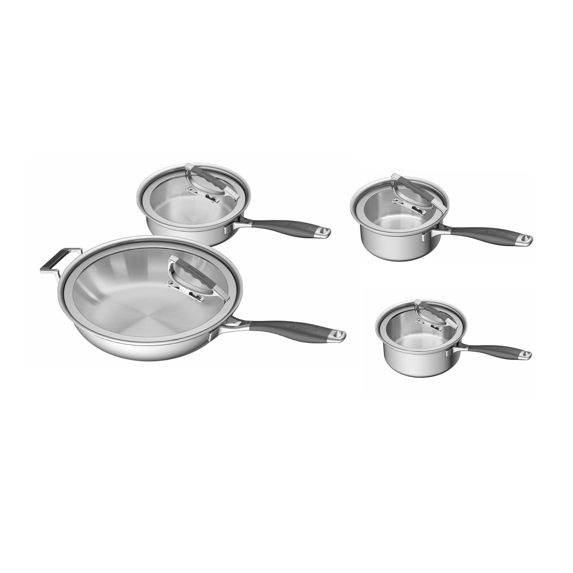 CookCraft 10-Piece Tri-Ply Stainless Steel Cookware Set with Lids