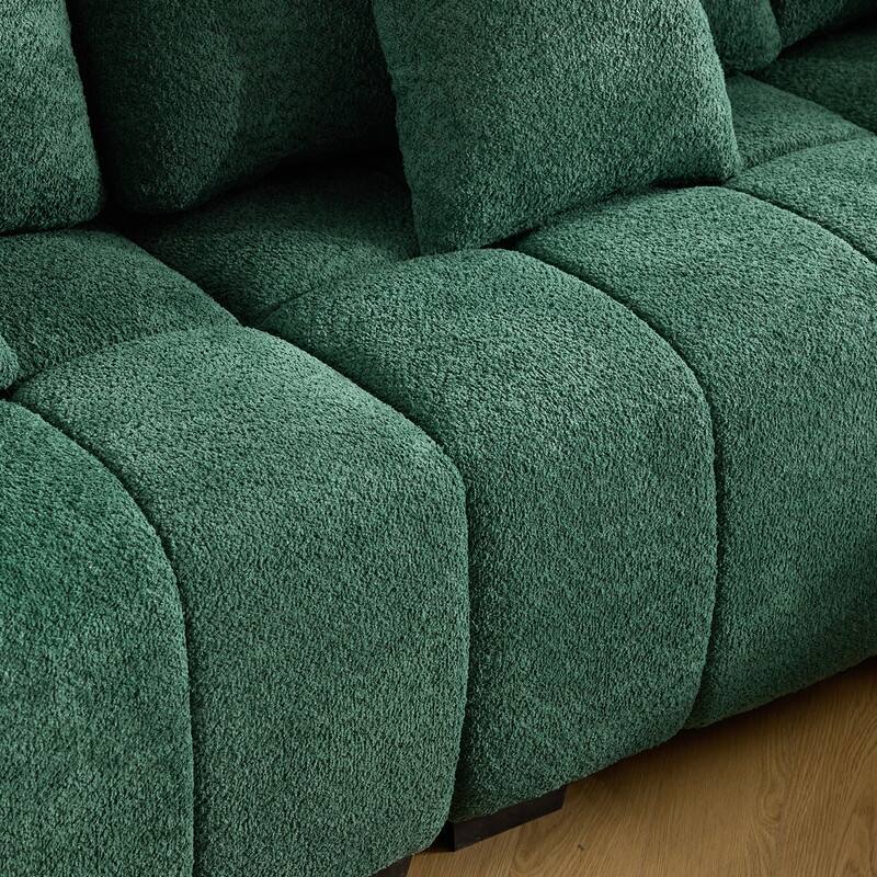 American Tufed Boucle Sofa with Ottoman - 3 Seat 1 Ottoman