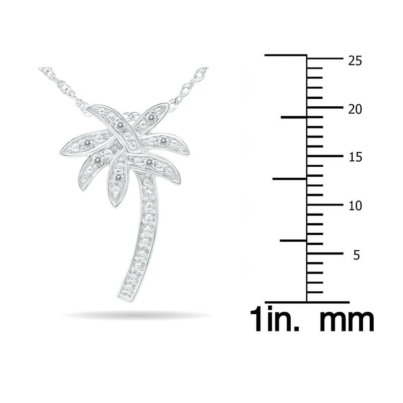 Diamond Palm Tree Pendant in .925 Sterling silver