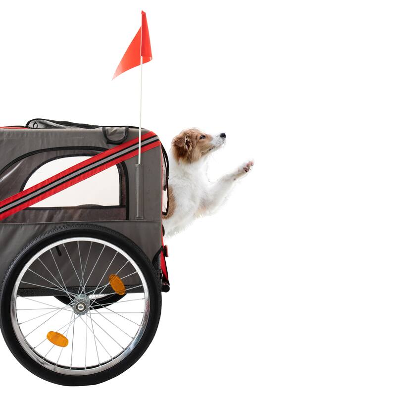Durable Dog Bike Trailer with 20-Inch Wheels, Zippered Mesh Doors, and 88lb Capacity