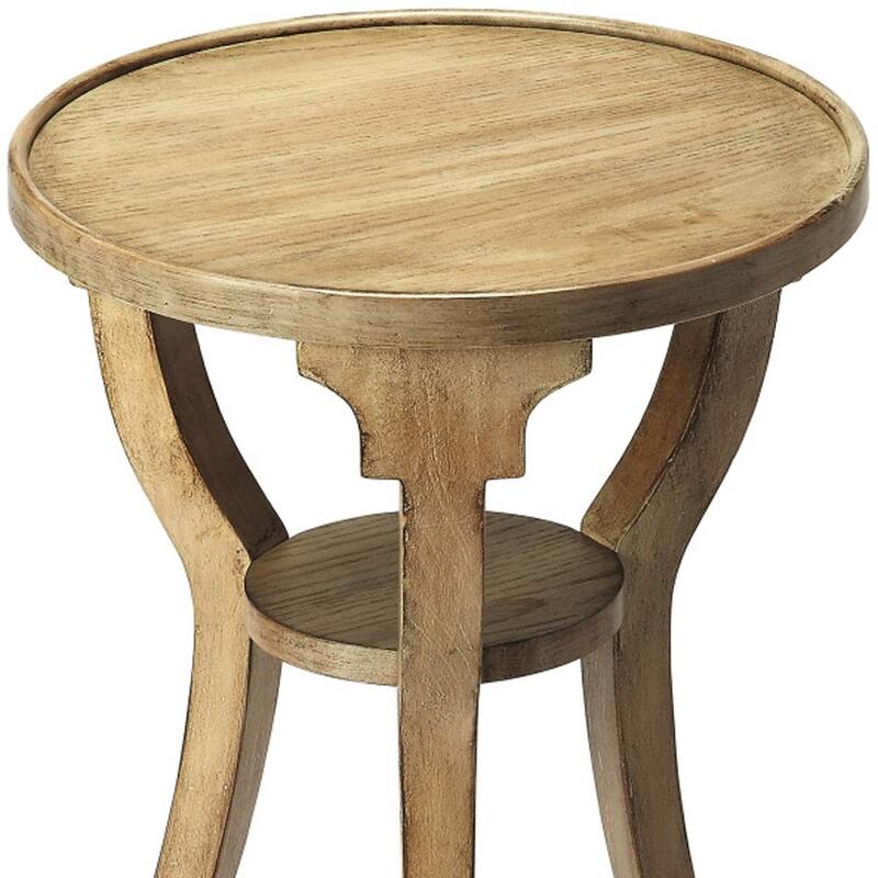 HomeRoots 24" Gray And Driftwood Manufactured Wood Round End Table With Shelf - 15.75