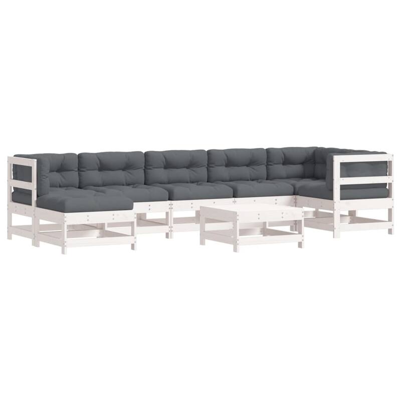 vidaXL Garden Lounge Set White, Anthracite - 24.4 x 24.4 x 12.6 in
