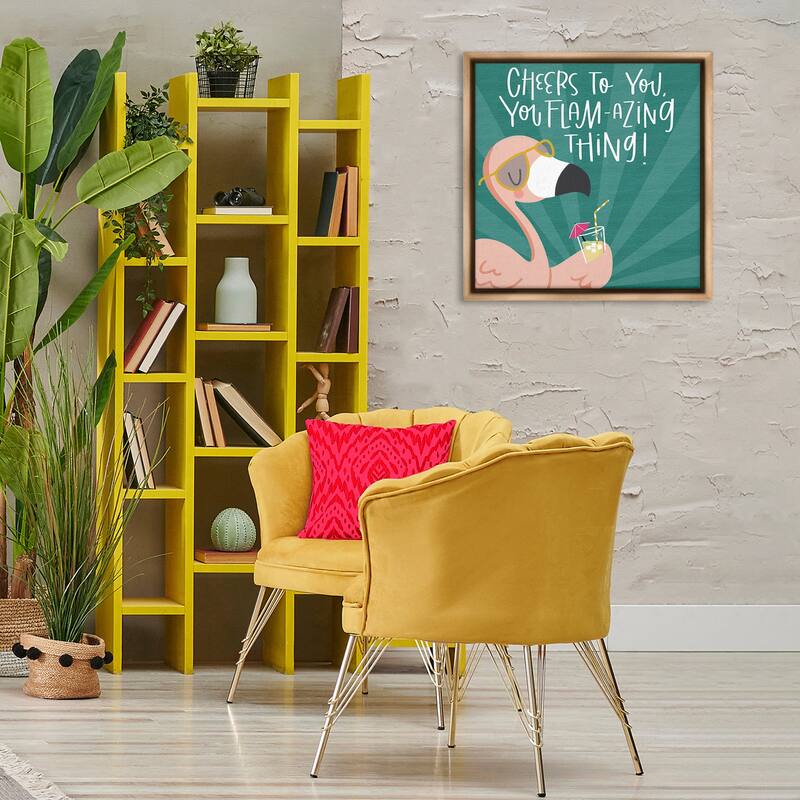 Stupell Cheers To You Flamazing Framed Floater Canvas Wall Art Design By Sarah Hickman