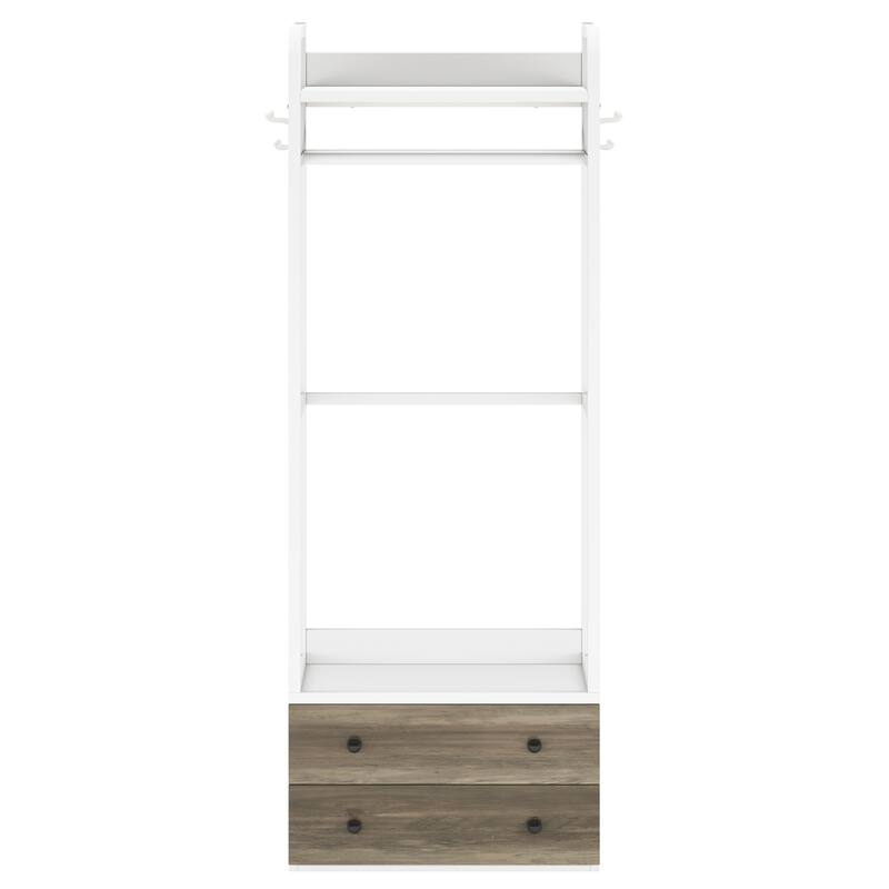 Clothes Shelf Coat Garment Rack Closet Organizer System with Drawers