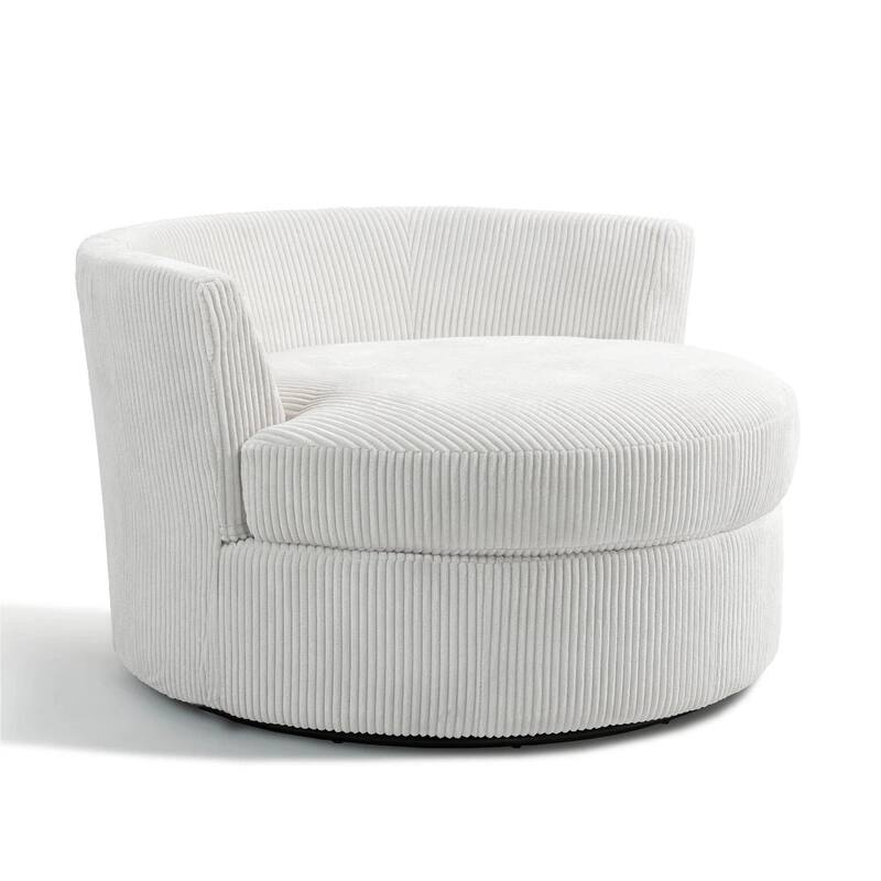 41" W Oversized Accent Barrel Swivel Chair with Moon Storage Ottoman