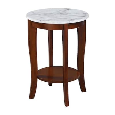 Round End Table - Modern Accent Table with Storage Shelf - Living Room Side Table - 24