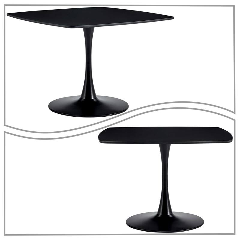Modern Stylish Square Dining Table with Wooden Top and Metal Legs