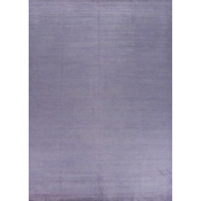 Hand Knotted Oriental 100% Wool Carpet Modern Solid Purples Gabbeh Area Rug - 12' 8'' X 10' 0''