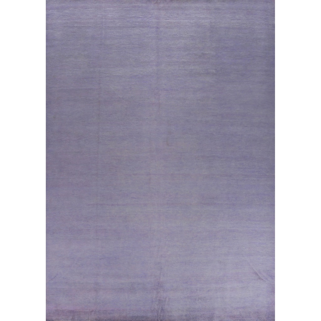 Hand Knotted Oriental 100% Wool Carpet Modern Solid Purples Gabbeh Area Rug - 12' 8'' X 10' 0''
