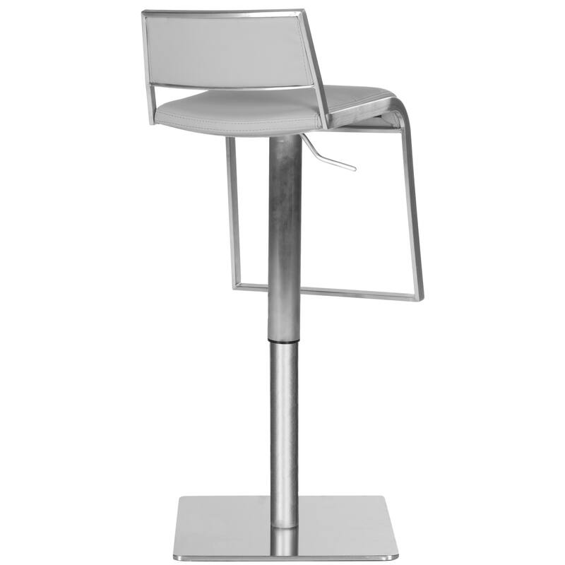 SAFAVIEH Ffion 28.7-38.6-inch Grey Leather Adjustable Swivel Bar Stool - 17.5" x 16.9" x 29.1" - 18Wx17Dx29H