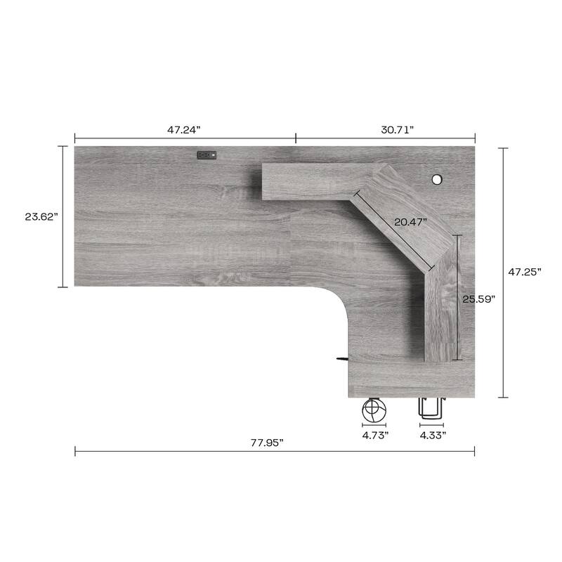 Jamesdar Core Powered L-shaped Computer Gaming Desk with Monitor Stand