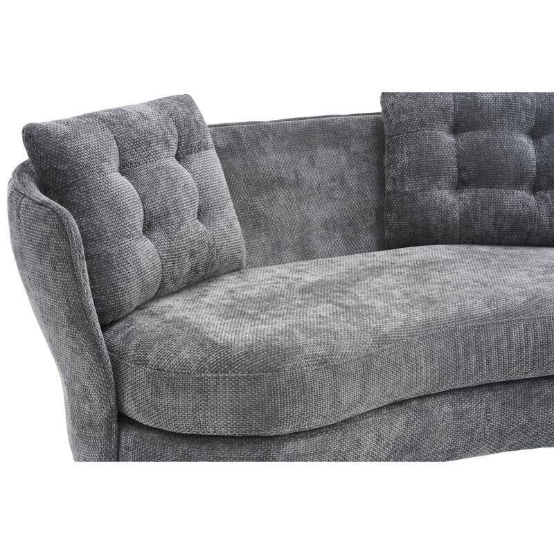 Polyester fiber Sofa Upholstered Couch with Golden Metal Legs