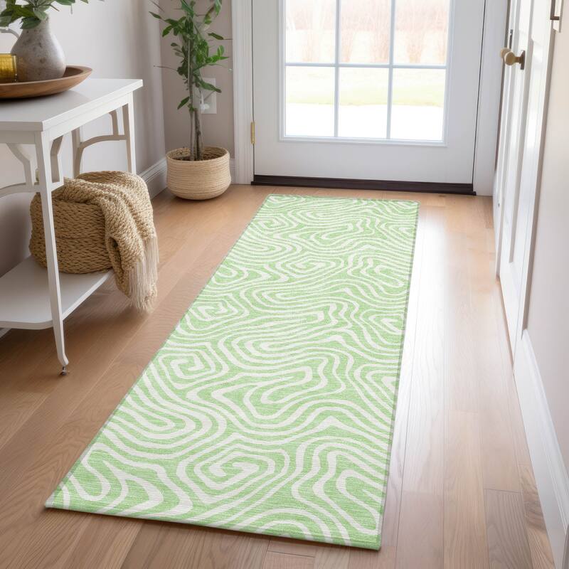 Machine Washable Indoor/ Outdoor Modern Trance Chantille Rug - Mint - 2'3" x 7'6"