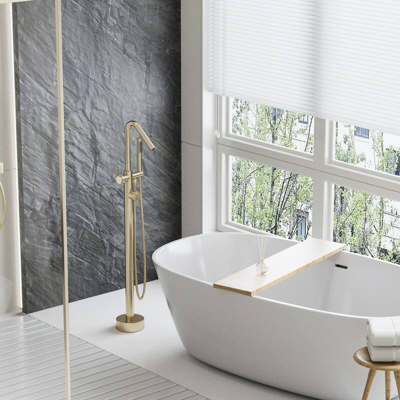 Modland 46''H Outdoor Shower System 316 Stainless Steel Thermostatic Freestanding Poolside Faucet with Swivel Spout - 46'' H