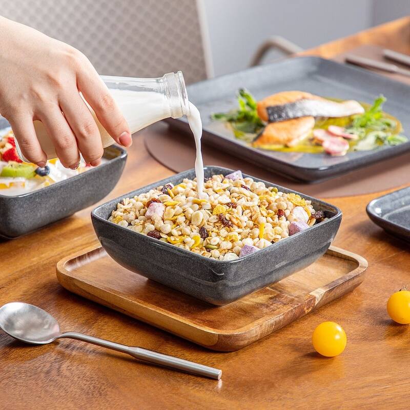 vancasso Stern Reactive Glaze Stoneware Dinnerware Set, Service for 4
