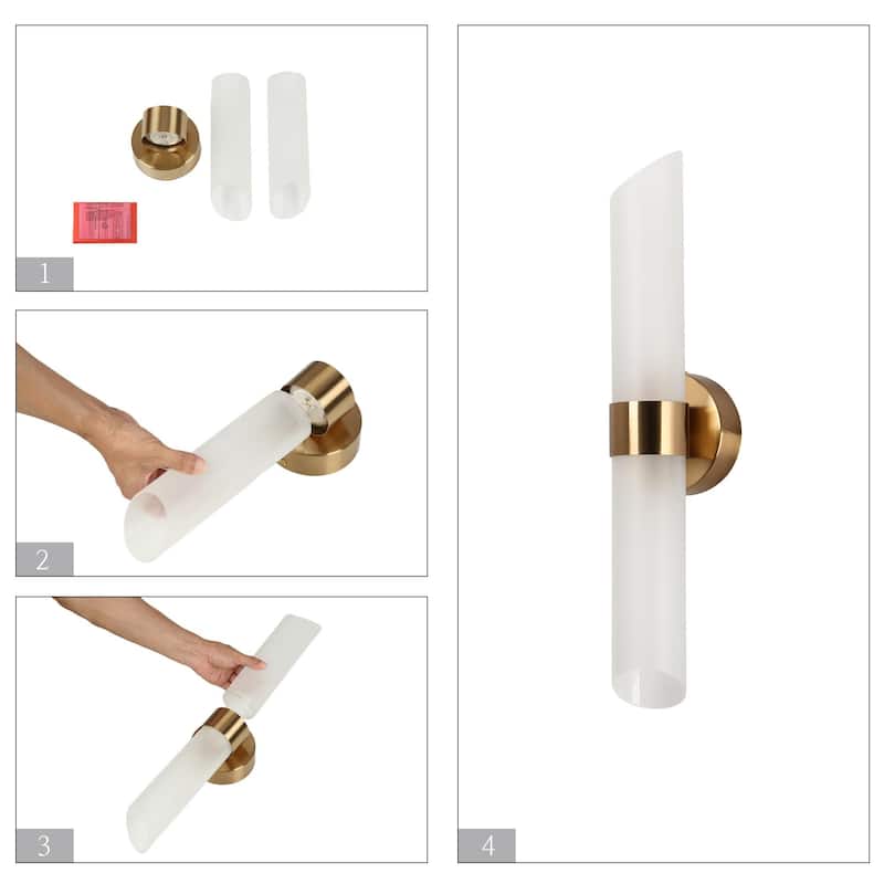 Modern Farmhouse LED Linear Large Cylinder White Glass Bathroom Vanity Light for Bedroom/ Hallway - W4.7" x H20.5"