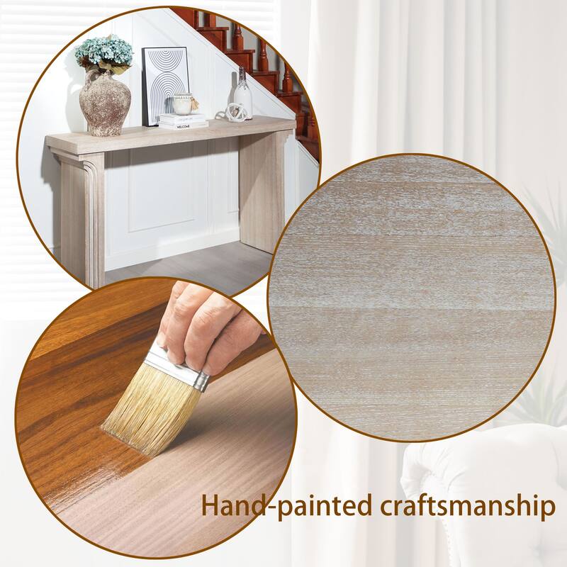 Modern Console Table, Wood Table with Curved Legs, Hallway Entryway Table, Decorative Accent Table