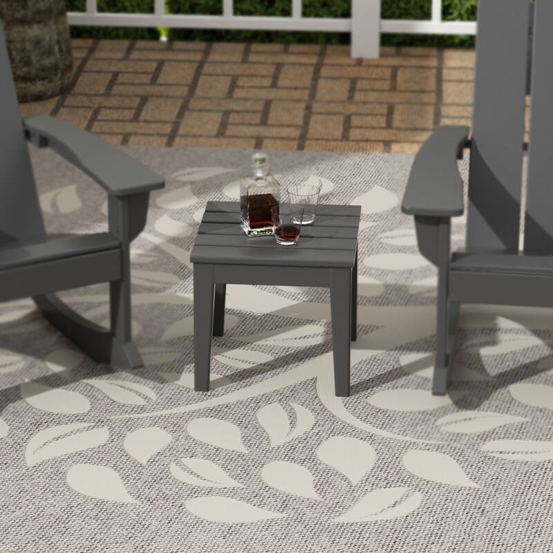Shoreside HDPE Eco-Friendly All Weather Square Modern 18" Side Table - Gray