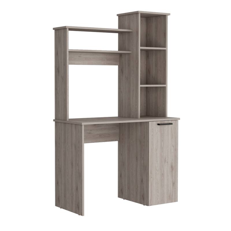 Stylish Computer Desk with Hutch, Spacious Work Surface, 3-Tier Shelves, and Storage Cabinet for Home Office Efficiency