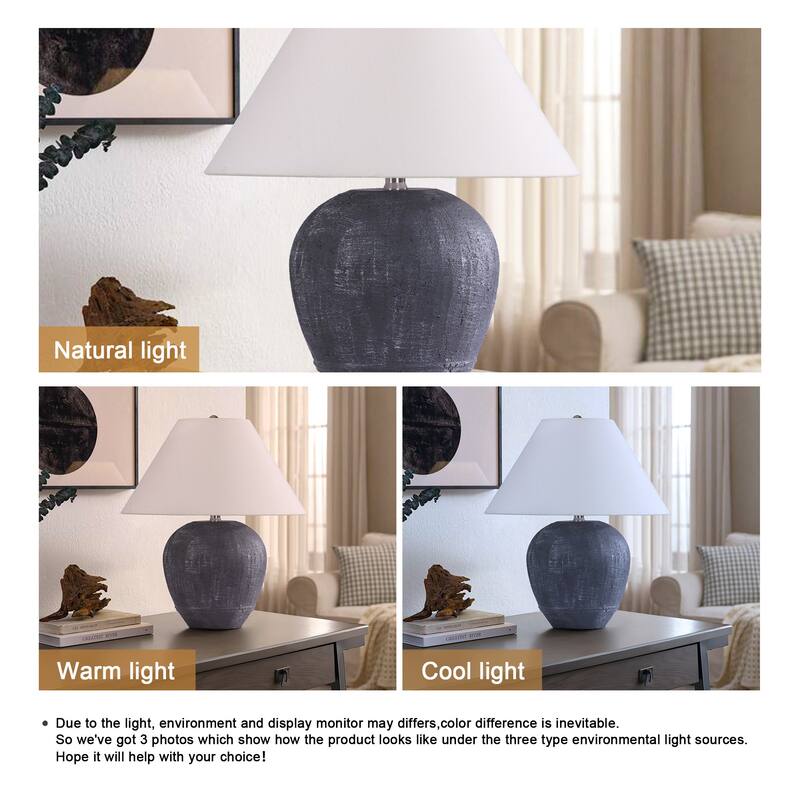 Modern Ceramic Table Lamp with Cone Linen Shade
