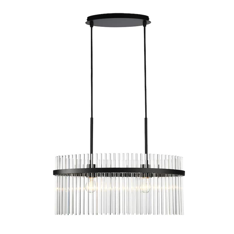 Artcraft Ava 2-Light Chandelier - Black with Clear Glass Rods Shade