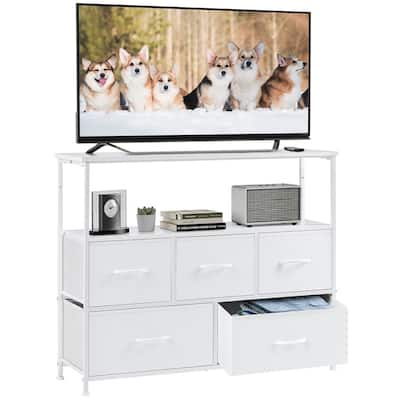 Sweetrisk Bedroom Clothing Drawer Cabinet, Storage Cabinet with 5 Drawers and Metal Frame, Dressing Table