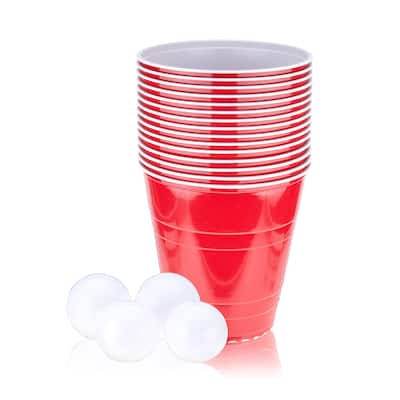 True XL Beer Pong Set with Jumbo Party Cups, Drinking Games for Adults, Includes 20 Jumbo Cups and 4 XL Pong Balls