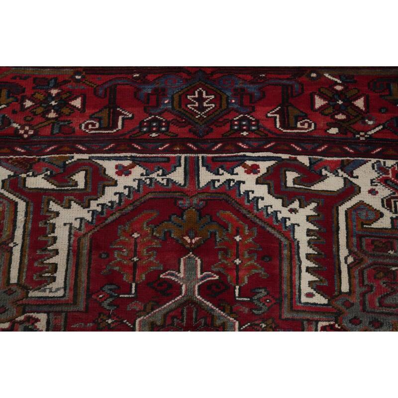 Hand Knotted Oriental 100% Wool Carpet Traditional Medallion Red Heriz Area Rug - 13' 2'' X 9' 11''