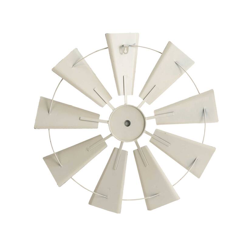 Glitzhome Farmhouse Rustic Wind Spinner Wall Decor - 22 x 22 - Round Beige