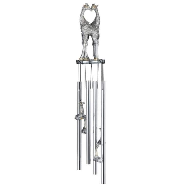 Q-Max 23" Long Silver Giraffe Round Top Wind Chime