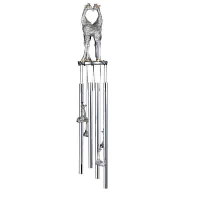 Q-Max 23" Long Silver Giraffe Round Top Wind Chime