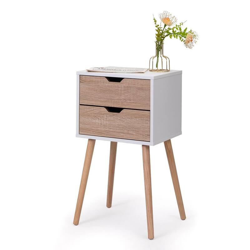 Set of 2 Modern Nightstand with 2 Drawers