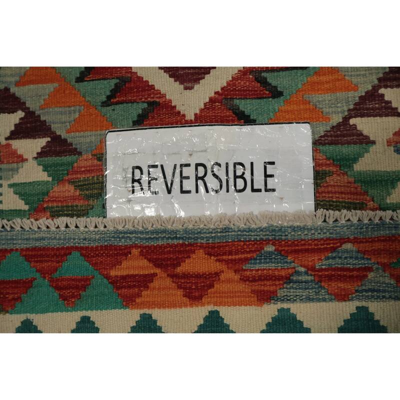 Hand Woven Oriental 100% Wool Carpet Southwestern Geometric Multi-Colored Kilim Area Rug - 4' 3'' X 2' 9''