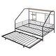 preview thumbnail 47 of 52, Metal House Bed with Trundle, Sturdy House Shaped Bedframe w/Built-in Shelf & Grid for Kids Bedroom, Dorm, No Box Spring Needed