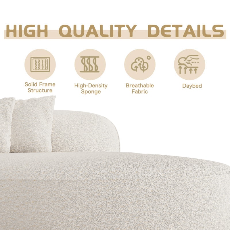 135" Modern Boucle White Armless Sofa Couch for Living Room