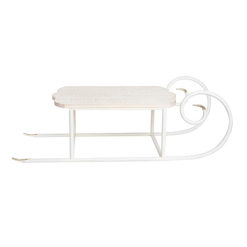 Transpac Metal 30.88 in. White Christmas Tipped Sled Decor