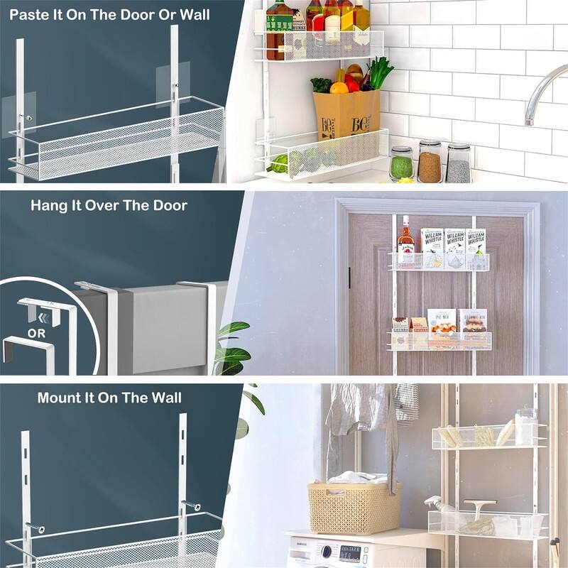 Over the Door Pantry Organizer 6Tier Mesh Basket Hanging - 5.6"D x 17"W x 72.45"H