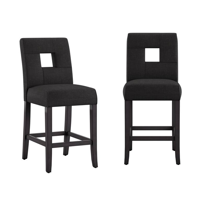Brda Keyhole Counter Height High Back Stools (Set of 2) - Stool - Dark Grey- Linen