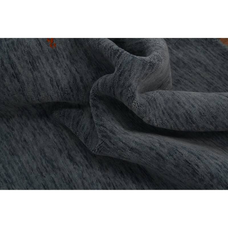 Hand Knotted Oriental 100% Wool Carpet Tribal Animal Pictorial Navy Blue & Blues Gabbeh Area Rug - 9' 10'' X 7' 11''