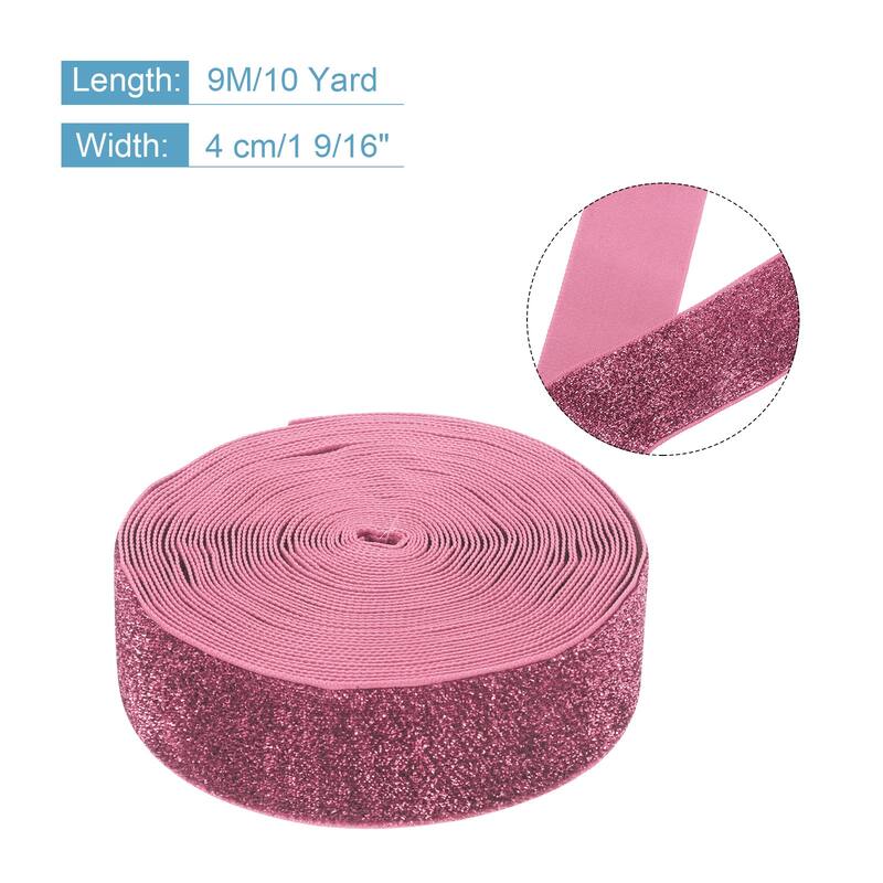 Metallic Glitter Velvet Ribbon for Gift Wrapping - Pink - 1 9/16"x 10 Yard