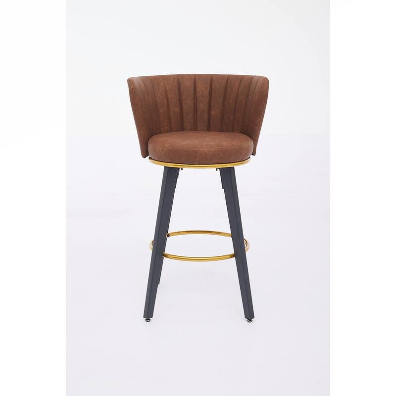 2PCS Swivel Velvet Metal Frame Bar Stools