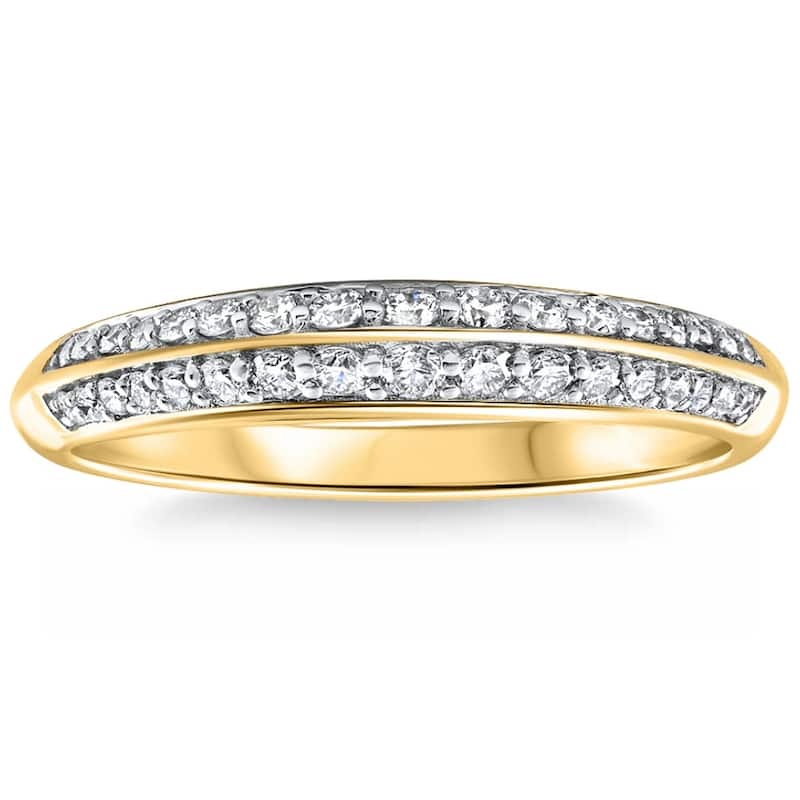 3/8Ct Diamond Pave Wedding Ring Stackable Anniversary Band Gold Lab Grown