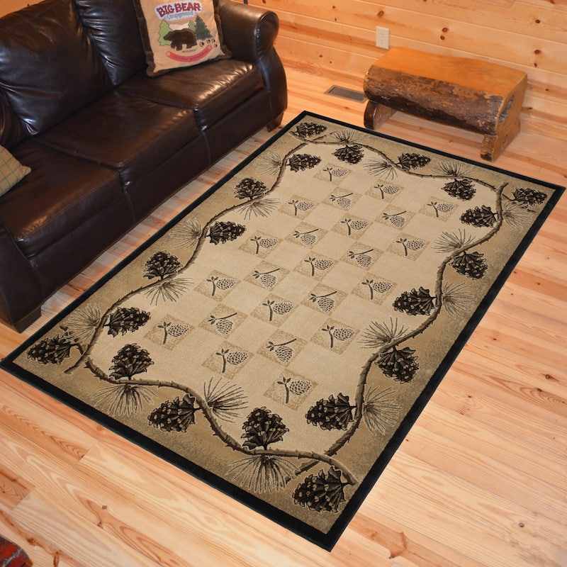 Mayberry Lodge King Pine Bluff Beige Area Rug