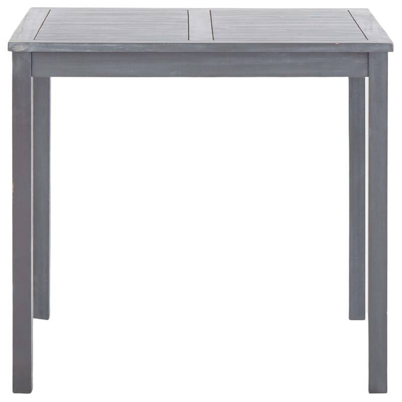 31.5 in. Sanded Gray Square Wood End Table with Slatted Design