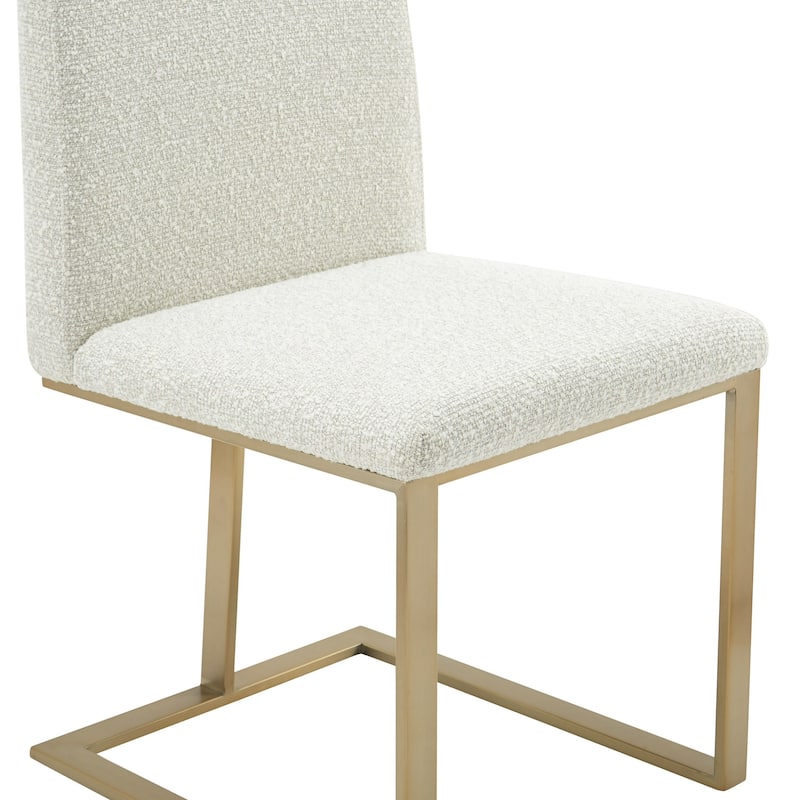 Modrest Frankie Modern Off-White Fabric & Antique Brass Dining Chair