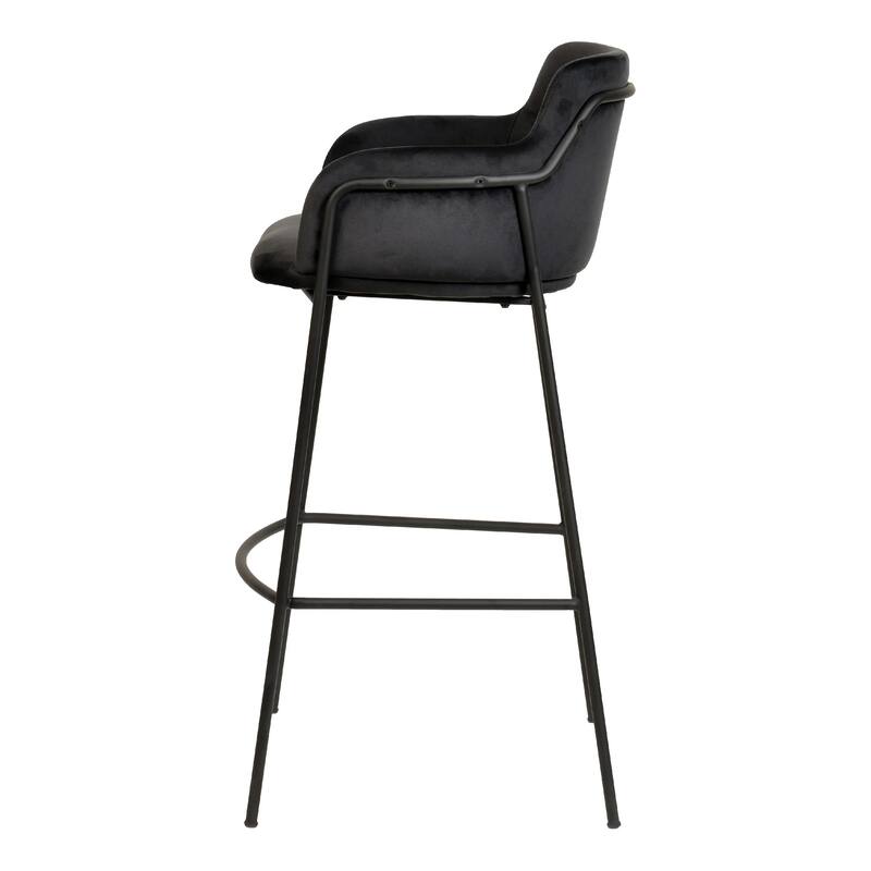 Axis 40" Upholstered Bar Stool - Counter Height Bar Stool with Black Stainless-Steel Frame and Footrest for Home Bar Set of 2