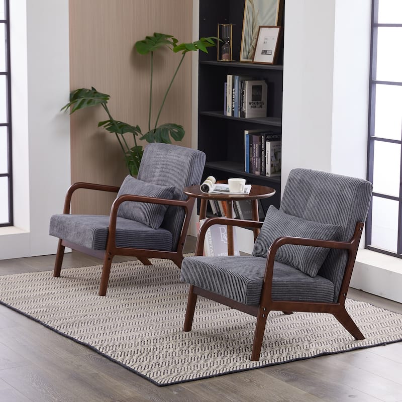 Mid-Century Modern Accent Chair, Arm Chair Living Room Chairs with Pillow Upholstered Reading Chair
